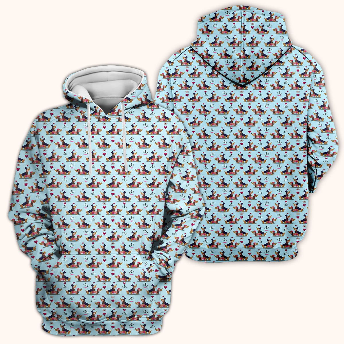 Dachshund Nurse Scrub Top - Valentines Day Gift