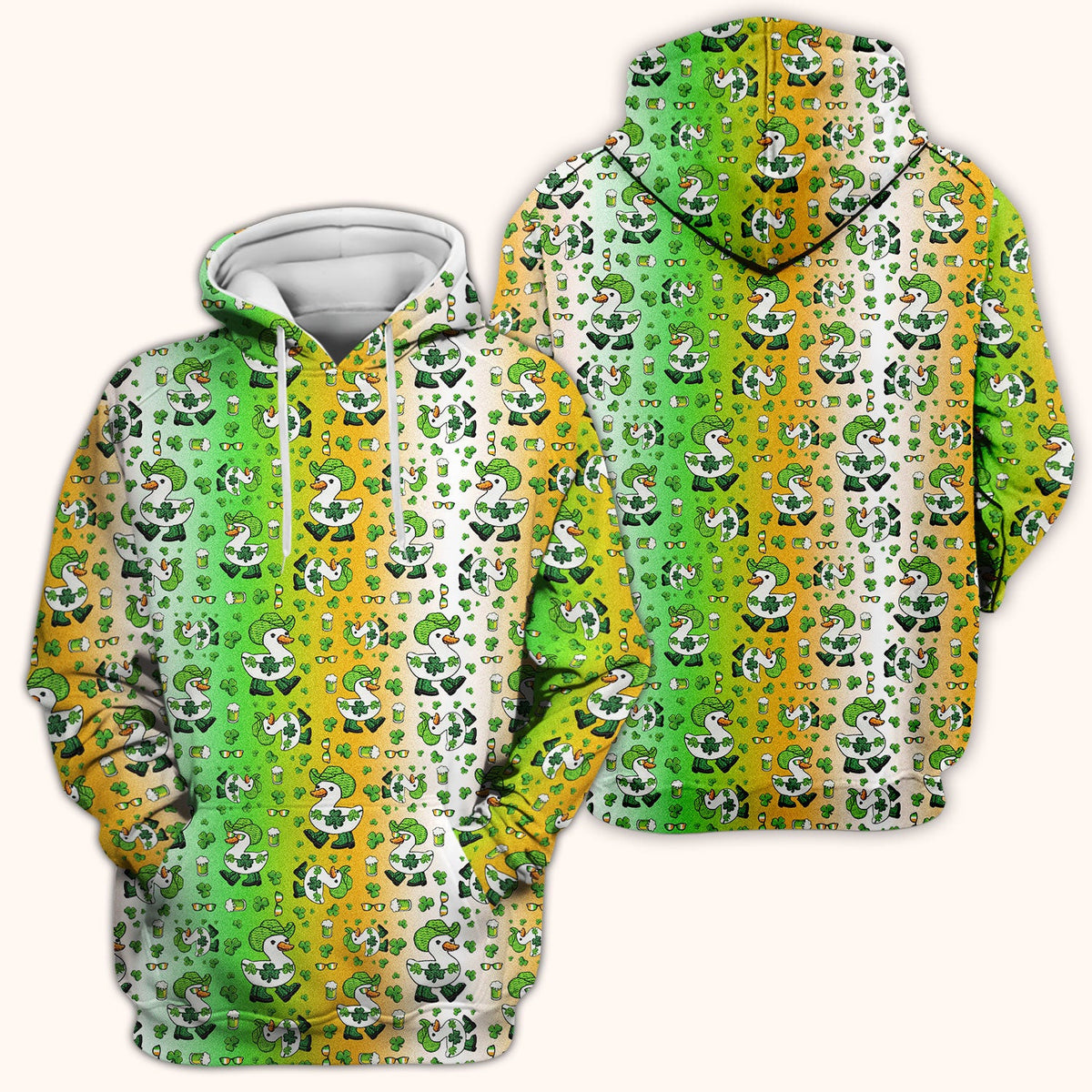 St. Patrick's Day Goose Shamrock Medical Pattern Scrub Top, Breathable Fabrics Nursing Uniform