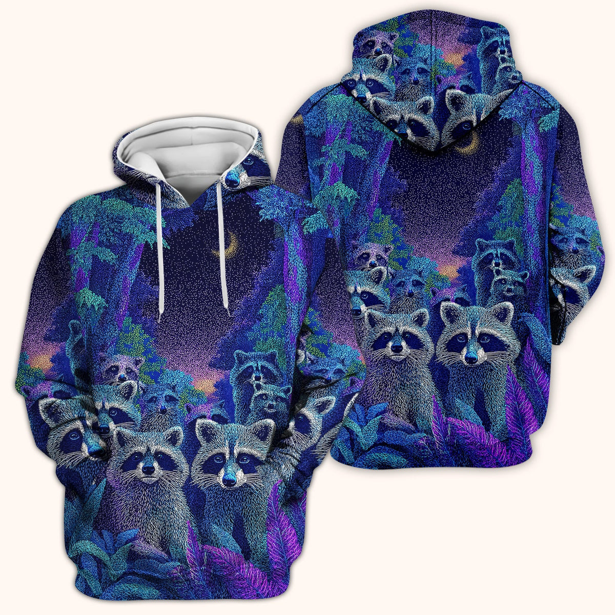 Moonlit Raccoon Nurse Scrub Top