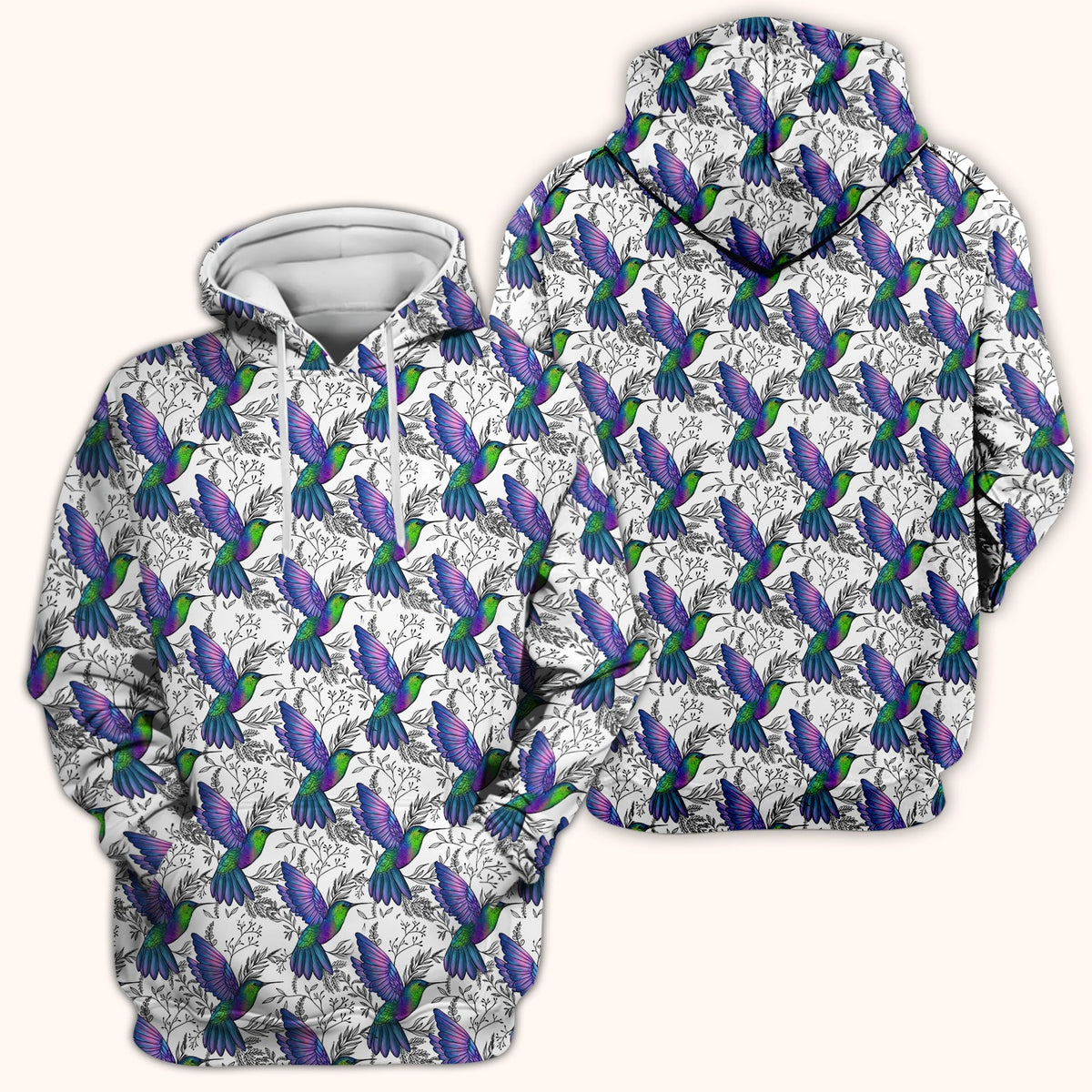 Colorful Hummingbird Botanical Nurse Scrub Top