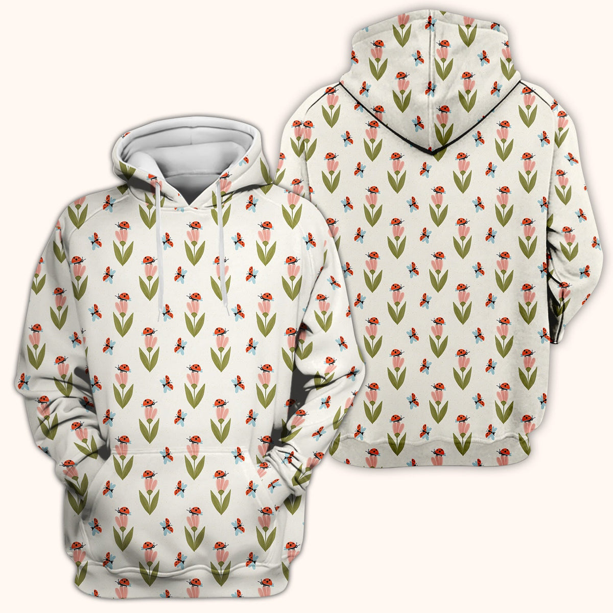 Ladybug Tulip Floral Nurse Scrub Top