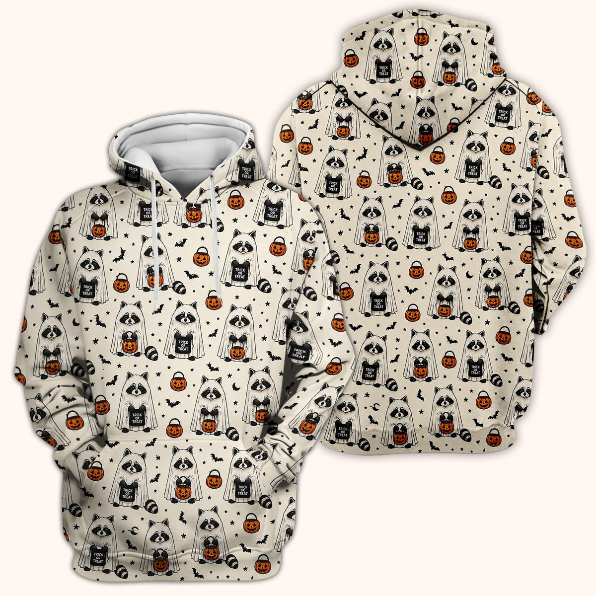 Halloween Ghost Raccoon Nurse Scrub Top