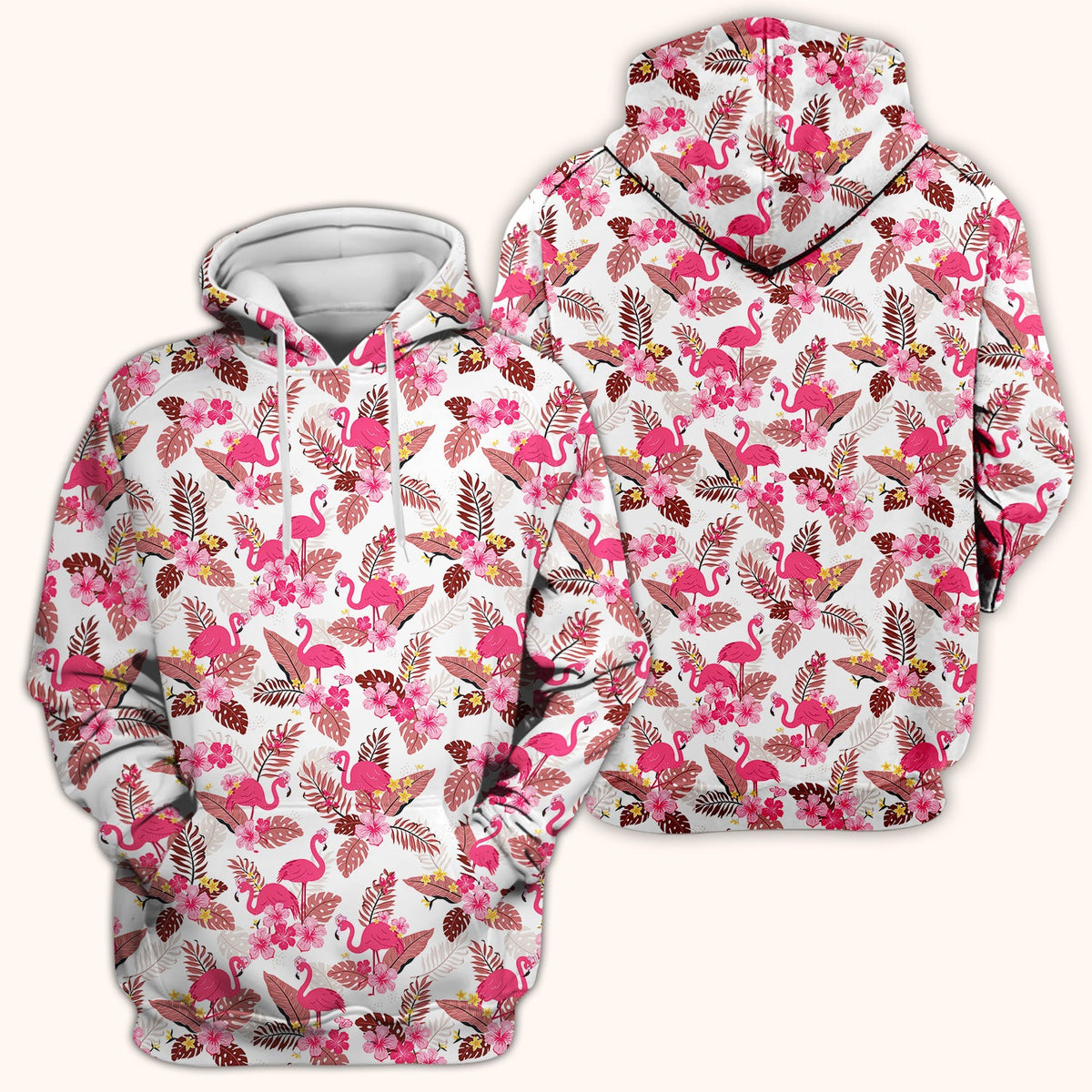 Pink Flamingo Tropical Floral Nurse Scrub Top
