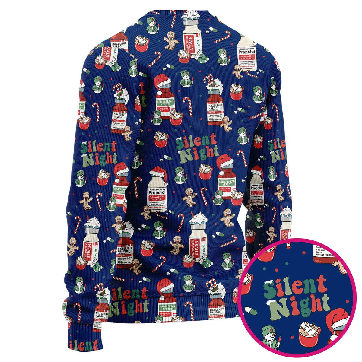 Christmas Medicine Scrub Set for Nurses - Silent Night Propofol Print Scrubs Pants and Top - Funny Holiday Medical Scrub Gift for Women RN CNA LPN