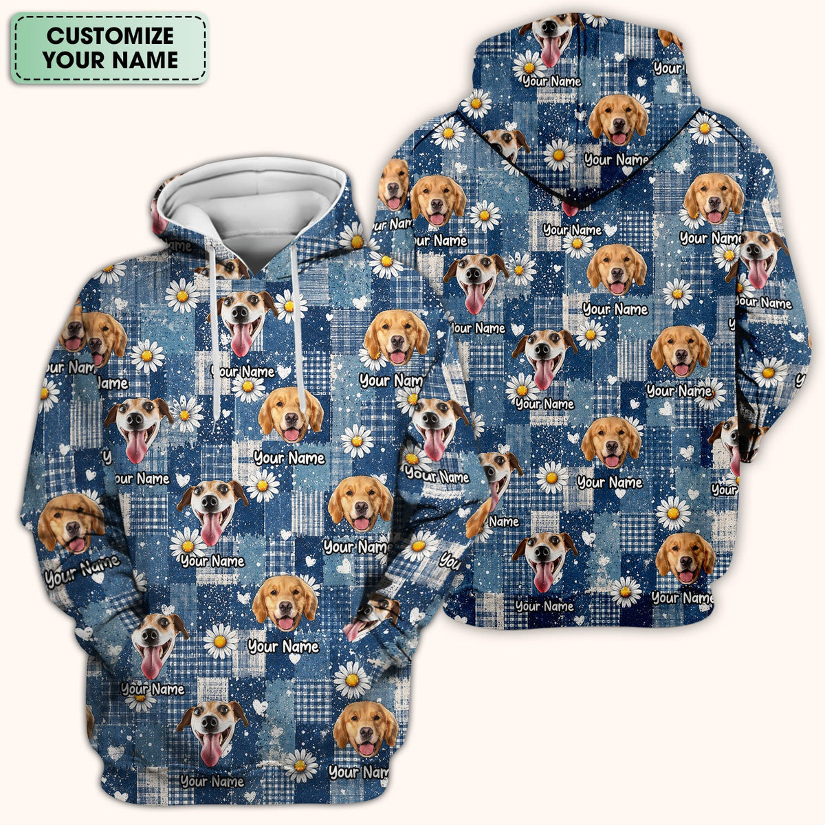 Personalized Dog Photo Patchwork Daisy Nurse Scrub Top