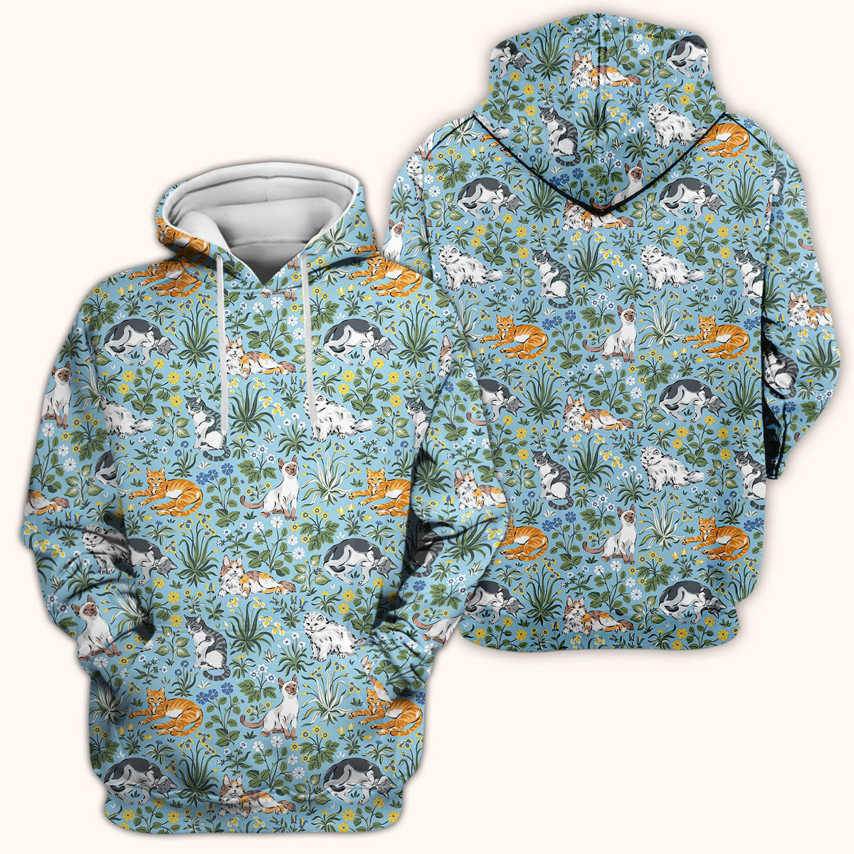 Floral Cat Garden Nurse Scrub Top