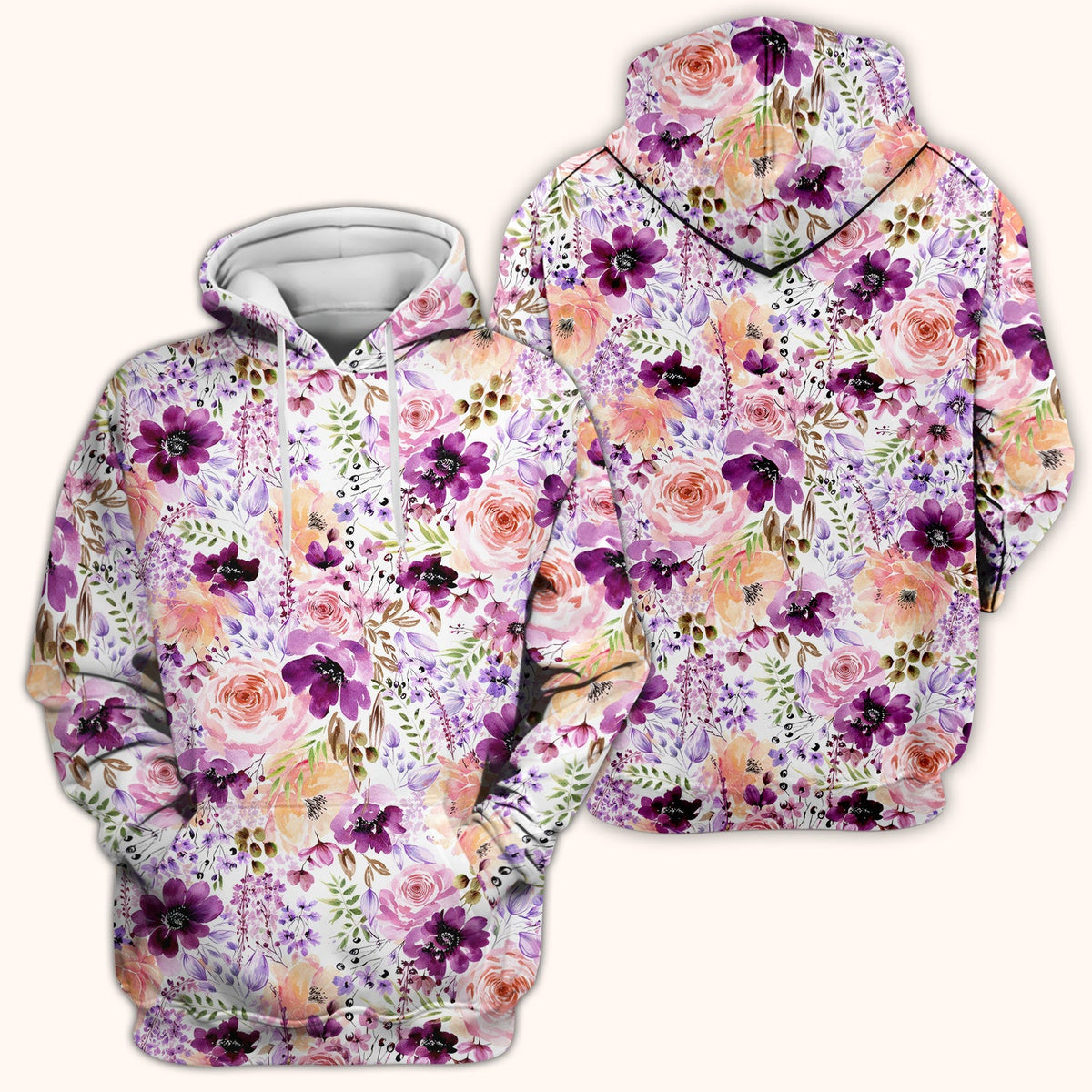 Elegant Watercolor Floral Bloom Nurse Scrub Top
