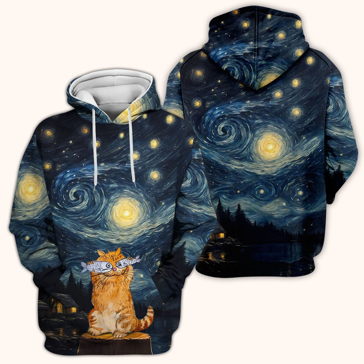 Cat Starry Night Sky Nurse Scrub Top