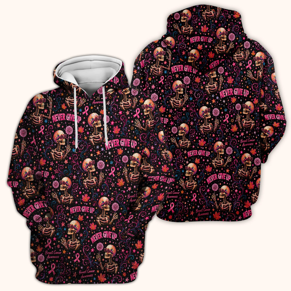 Breast Cancer Awareness Skeletons Nurse Scrub Top