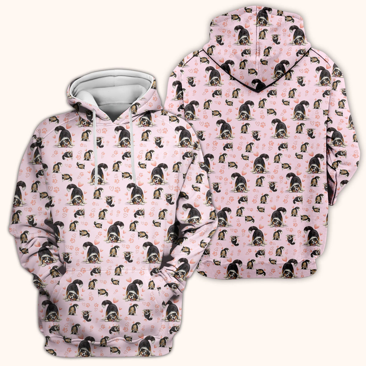 Playful Dog Heart Medical Print Scrub Top, Breathable Fabrics Nursing Uniform