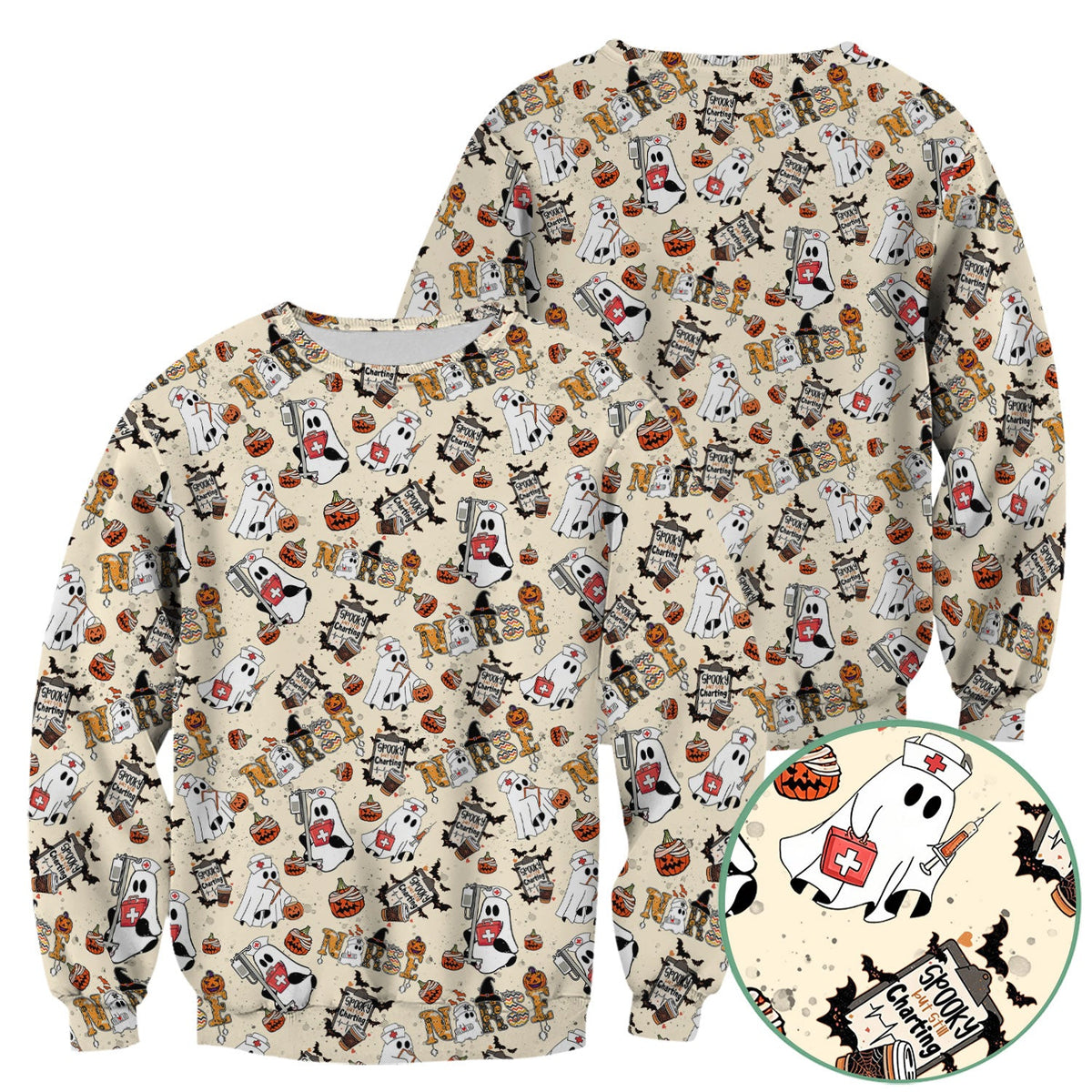 Spooky But Still Charting Nurse Scrub Top - Halloween Gift