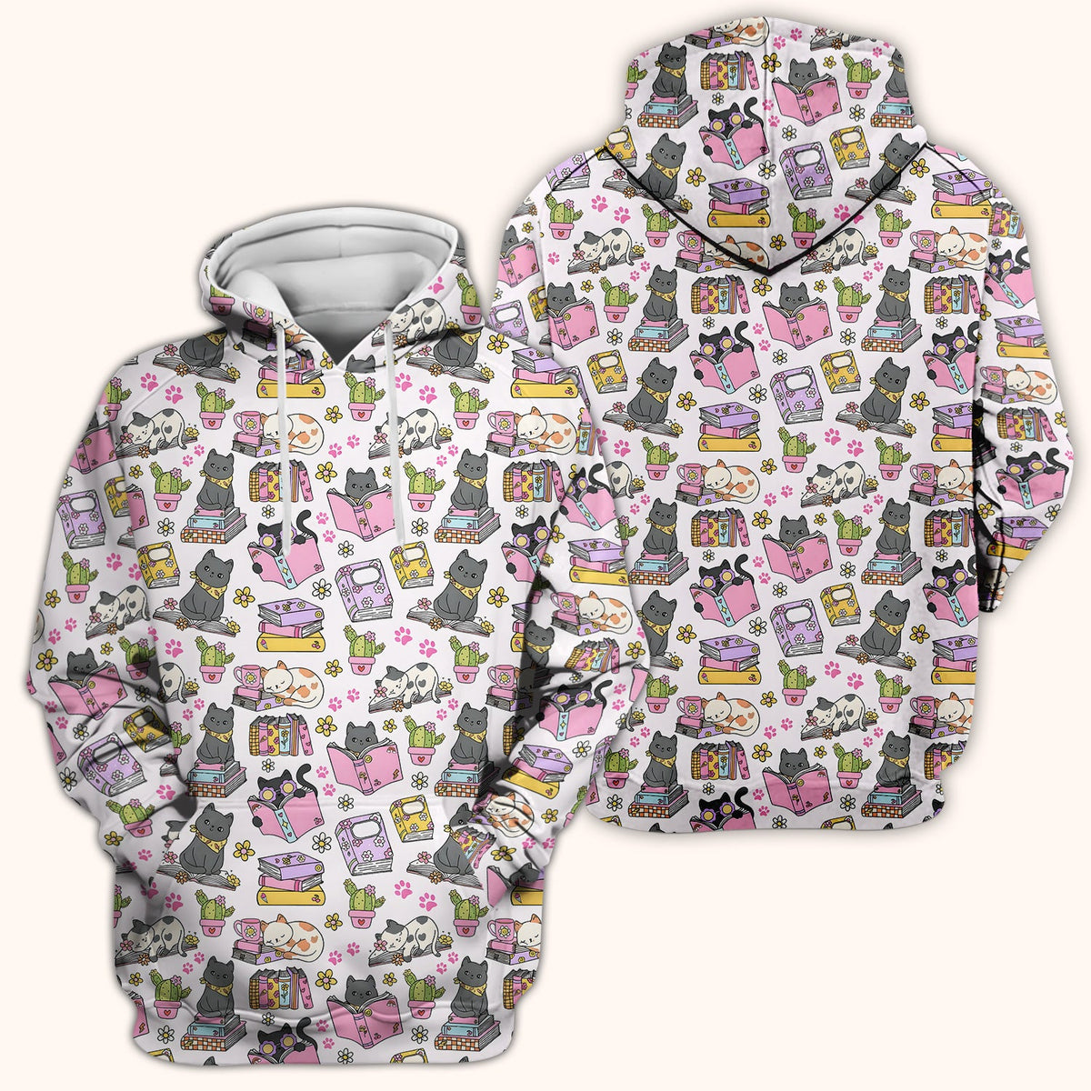 Cat Book Cactus Nurse Scrub Top