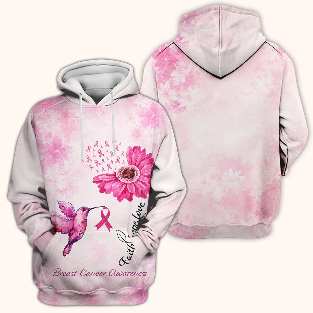 Breast Cancer Awareness Hummingbird Nurse Scrub Top