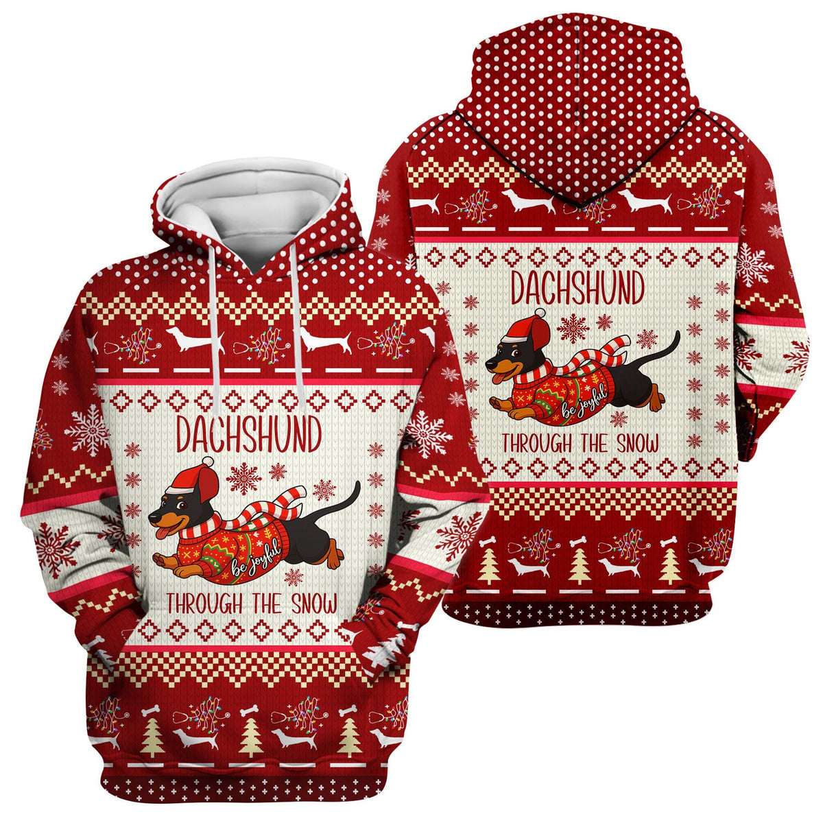 Wiener Dog Through The Snow Christmas Nurse Scrub Top