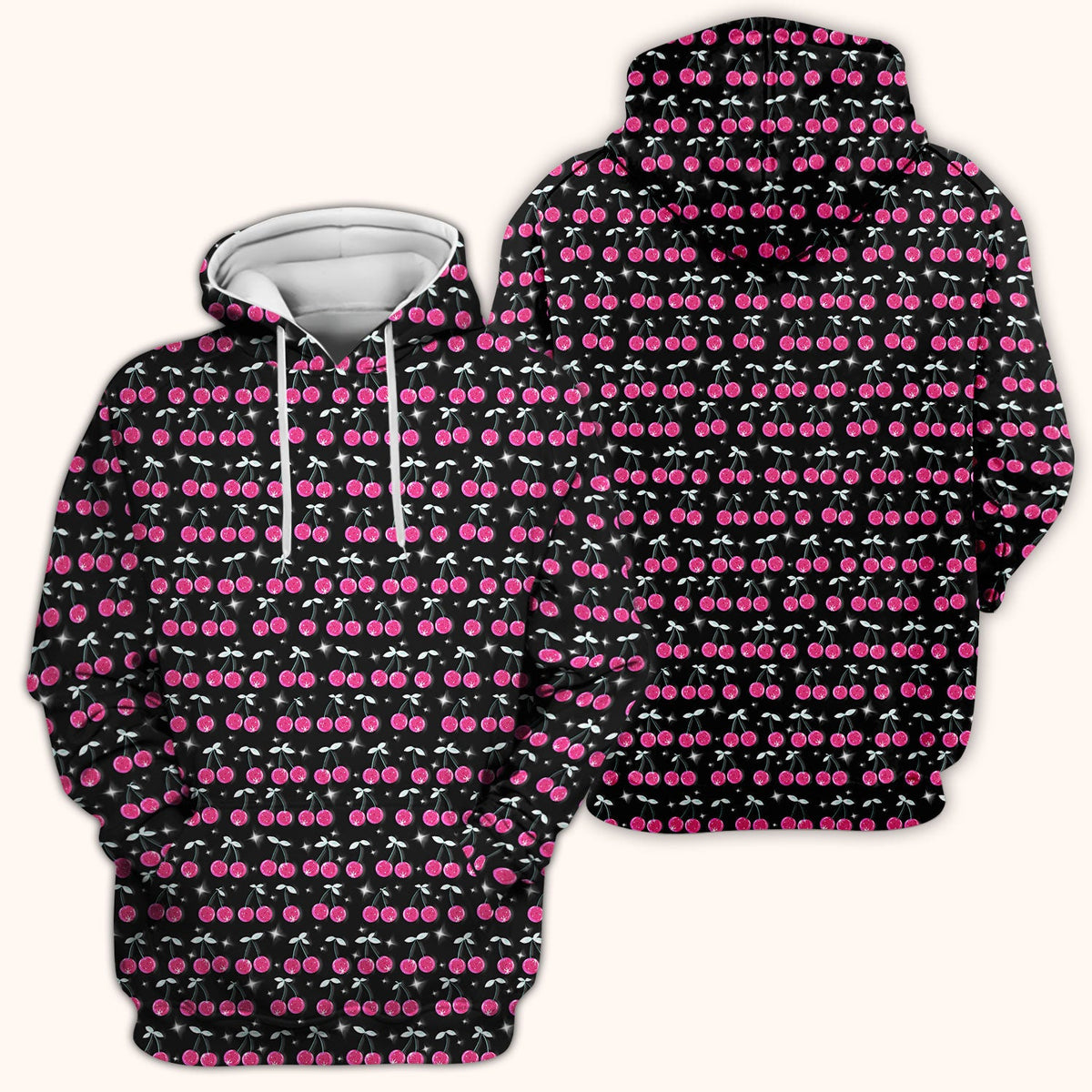 Pink Cherry Sparkle Nurse Scrub Top