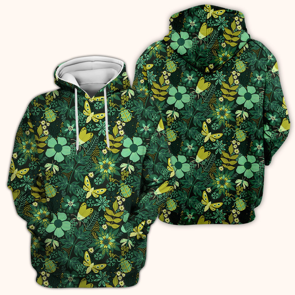 Green Botanical Butterfly Nurse Scrub Top