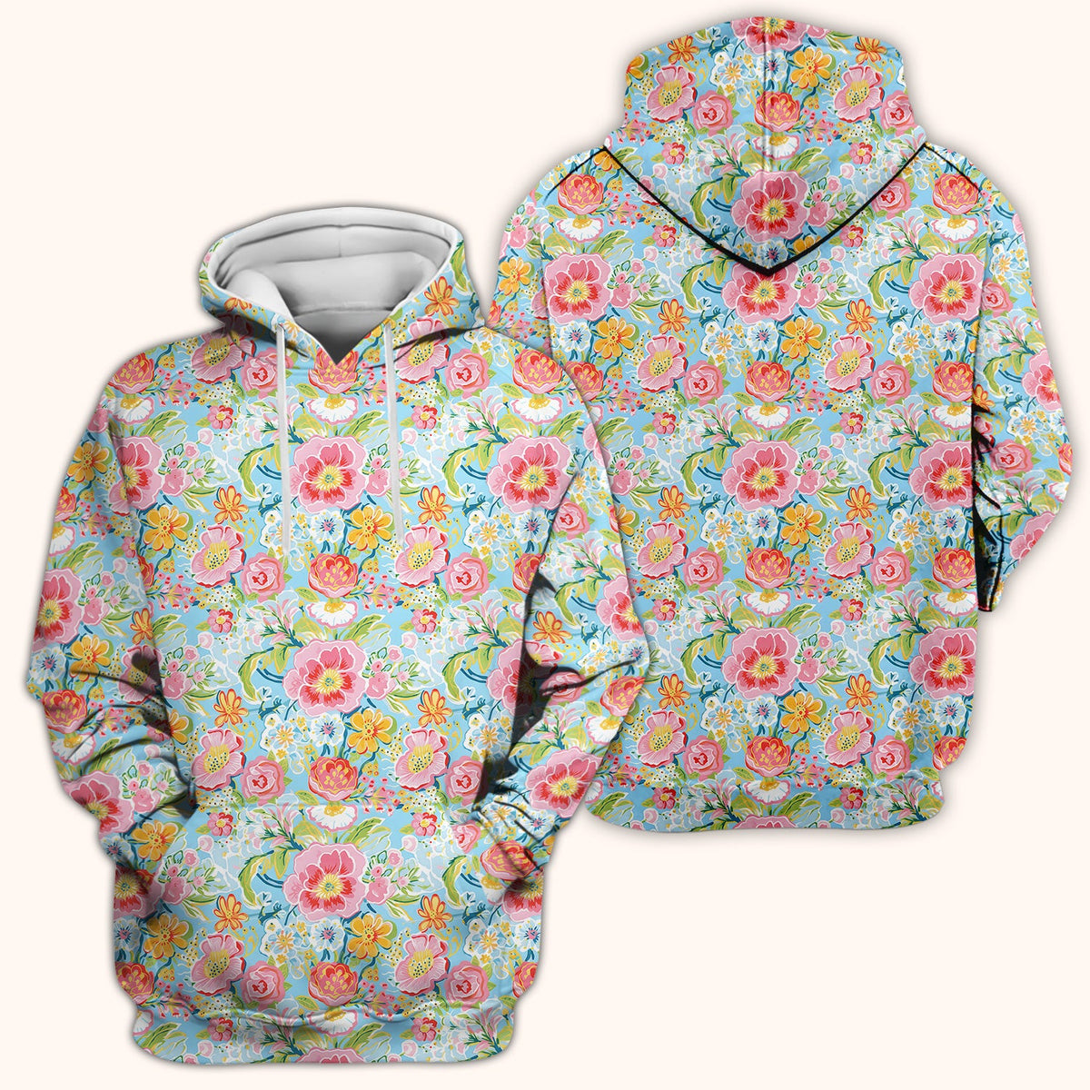 Pastel Tropical Floral Garden Nurse Scrub Top