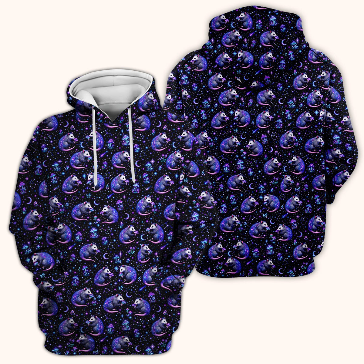 Celestial Purple Opossum Mushroom Nurse Scrub Top
