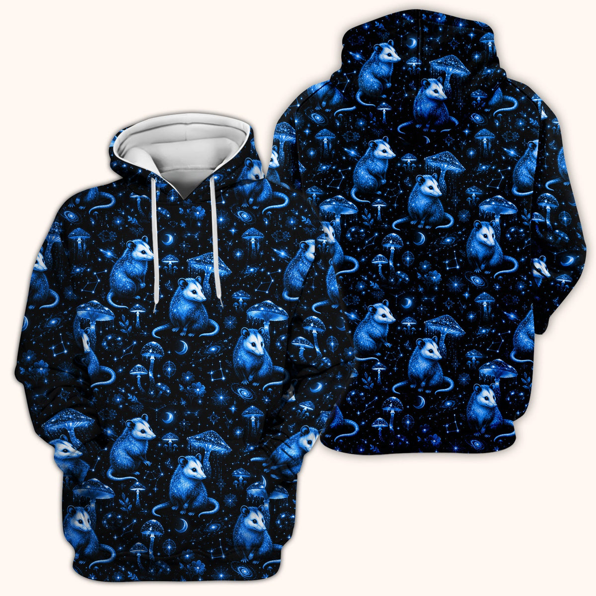Celestial Blue Opossum Mushroom Nurse Scrub Top