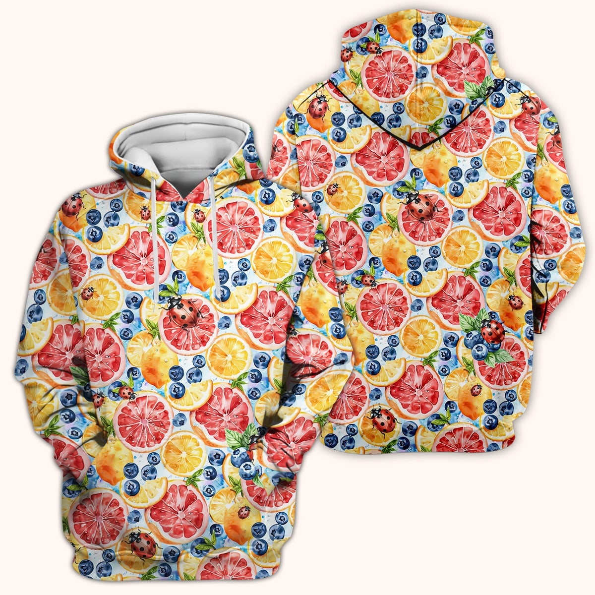Citrus Berry Ladybug Nurse Scrub Top