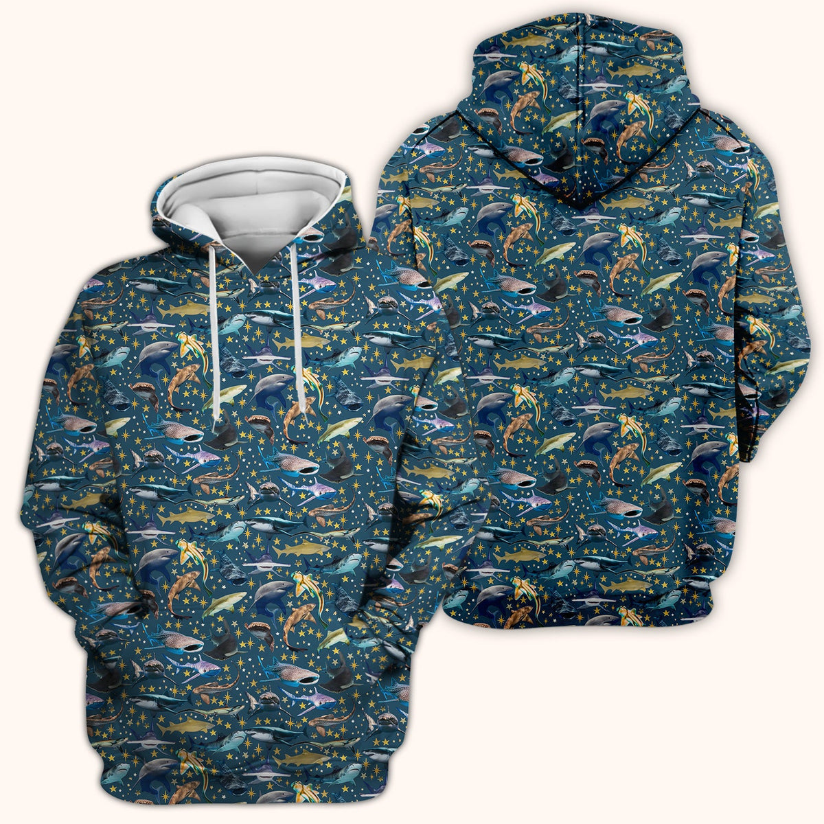 Colorful Shark Ocean Nurse Scrub Top