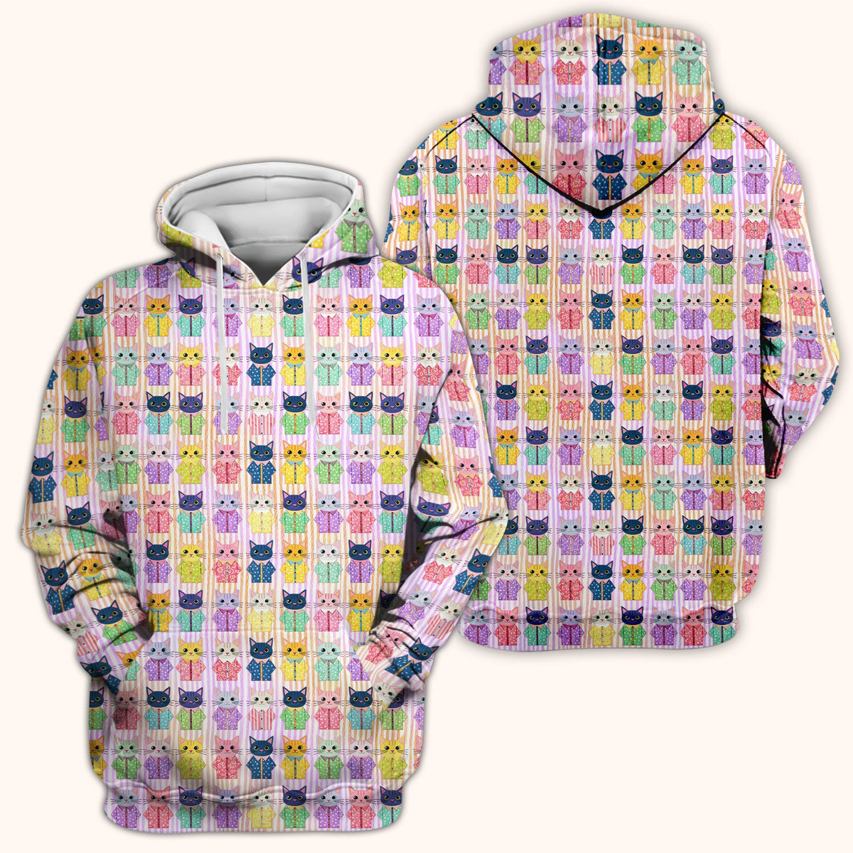 Cat Pajama Print Nurse Scrub Top