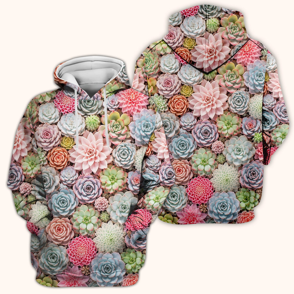 Pastel Succulent Blossom Nurse Scrub Top