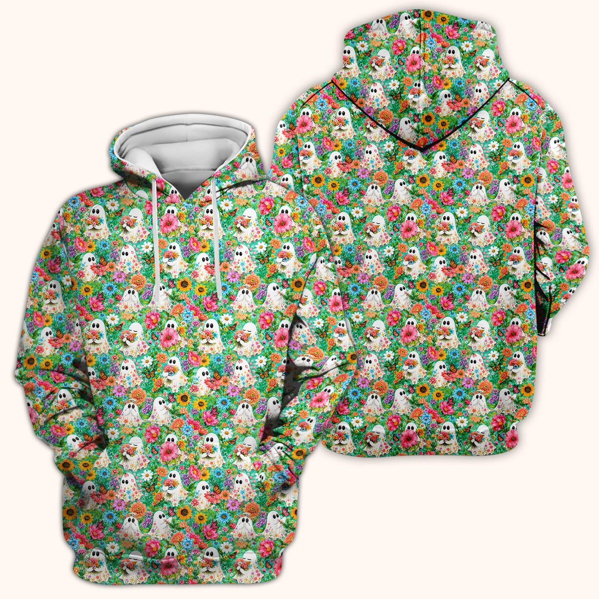Halloween Floral Ghosts Nurse Scrub Top