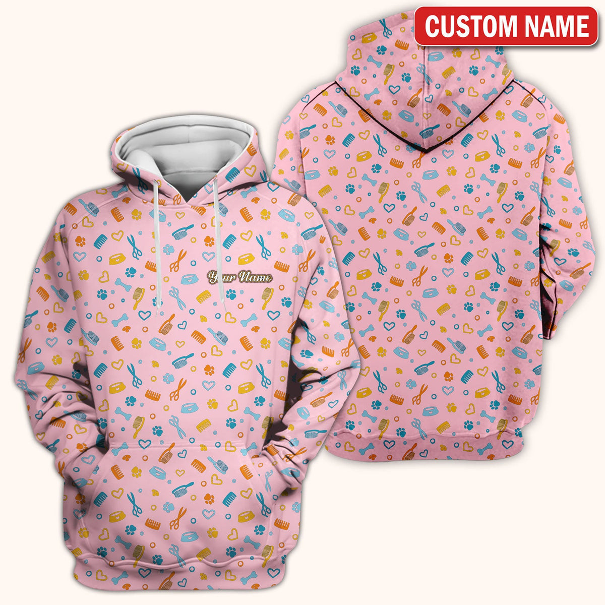 Personalized Dog Cat Grooming Nurse Scrub Top