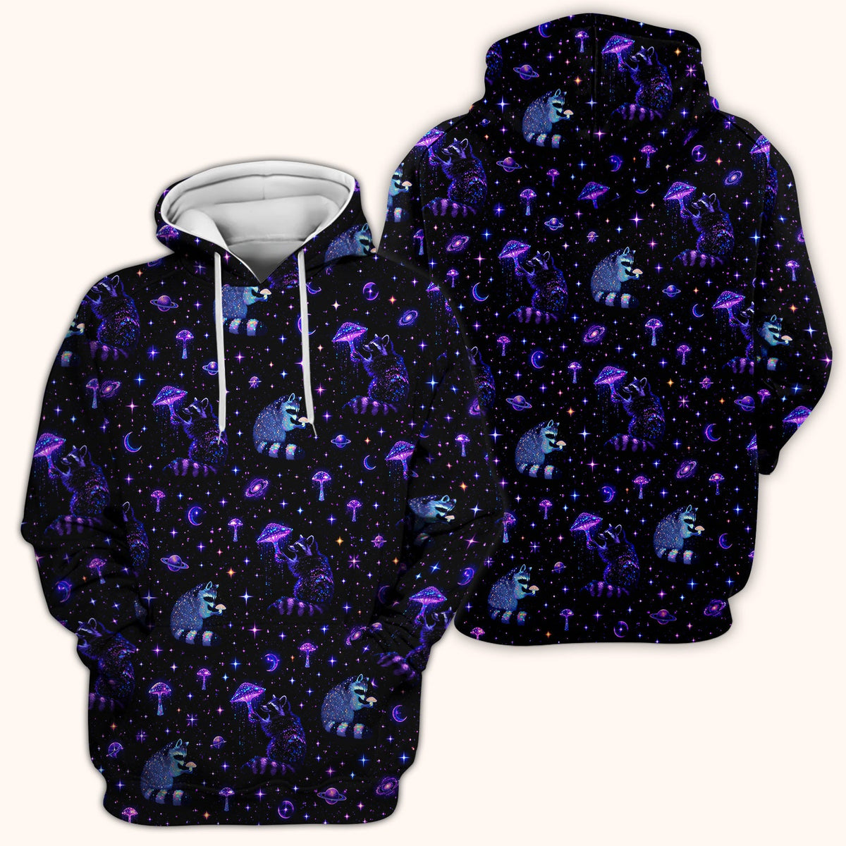 Raccoon Mushroom Galaxy Nurse Scrub Top