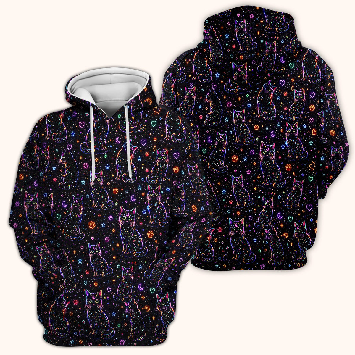 Mystical Cosmic Moon Cat Nurse Scrub Top