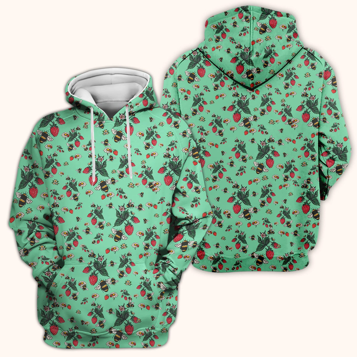 Strawberry Bee Daisy Nurse Scrub Top