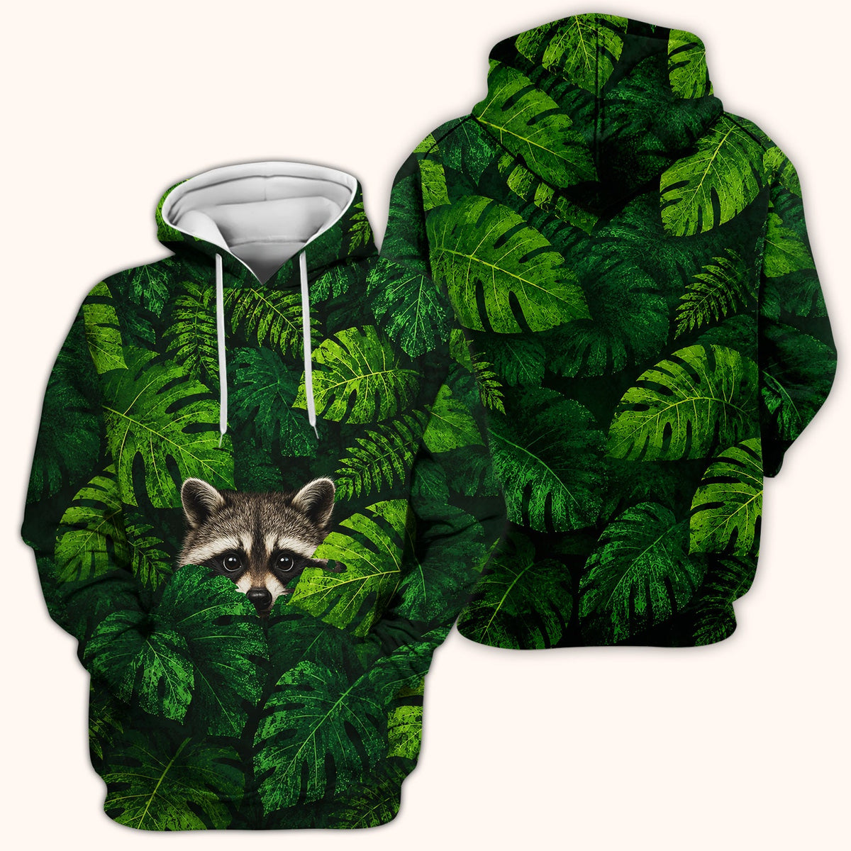 Raccoon Tropical Leaf Nurse Scrub Top