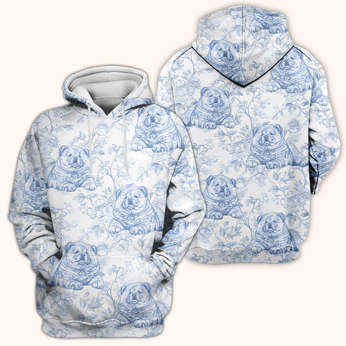 Dog Cat Chinoiserie Nurse Scrub Top