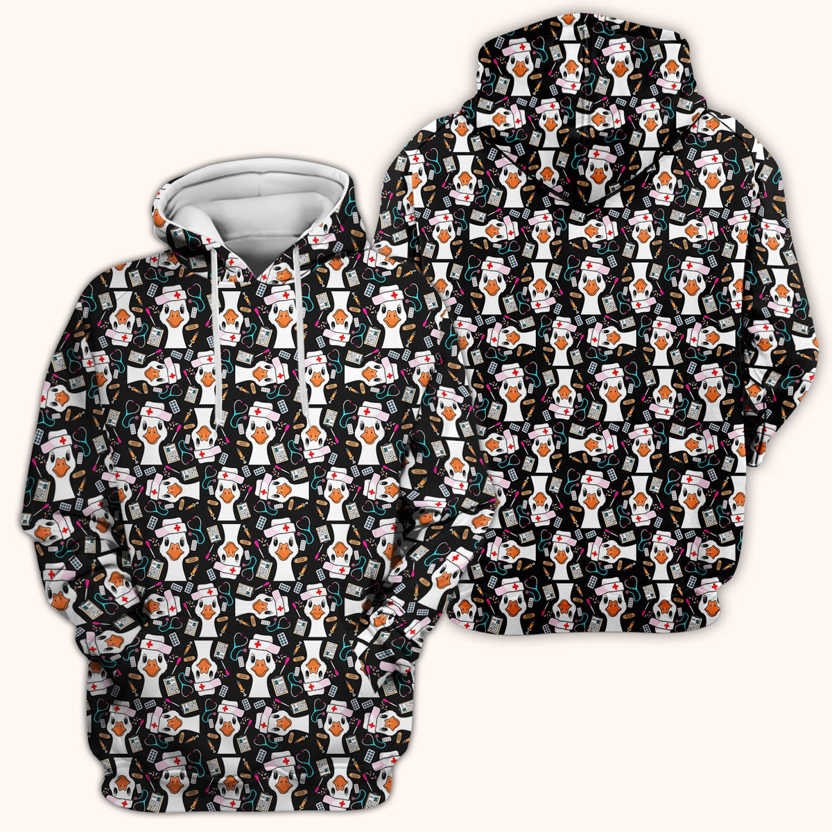 Duck Wearing Hat With Medical Tools Nurse Scrub Top