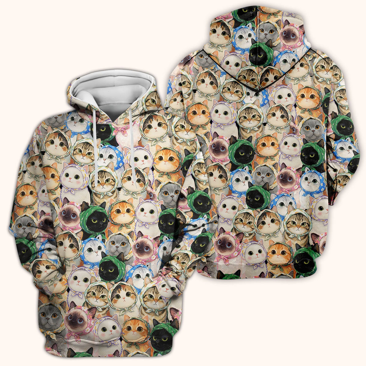 Adorable Multi Cat Portrait Nurse Scrub Top