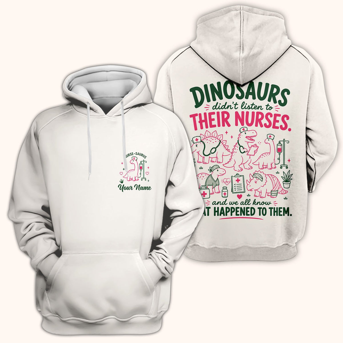Personalized Dinosaur Nurse Scrub Top