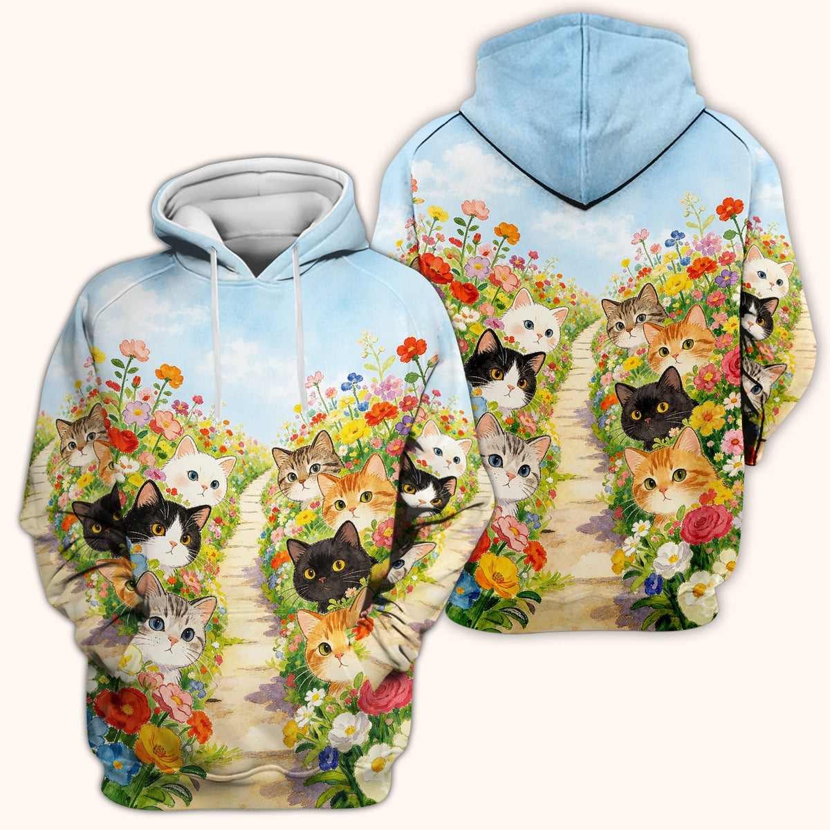 Garden Cats Flower Path Nurse Scrub Top
