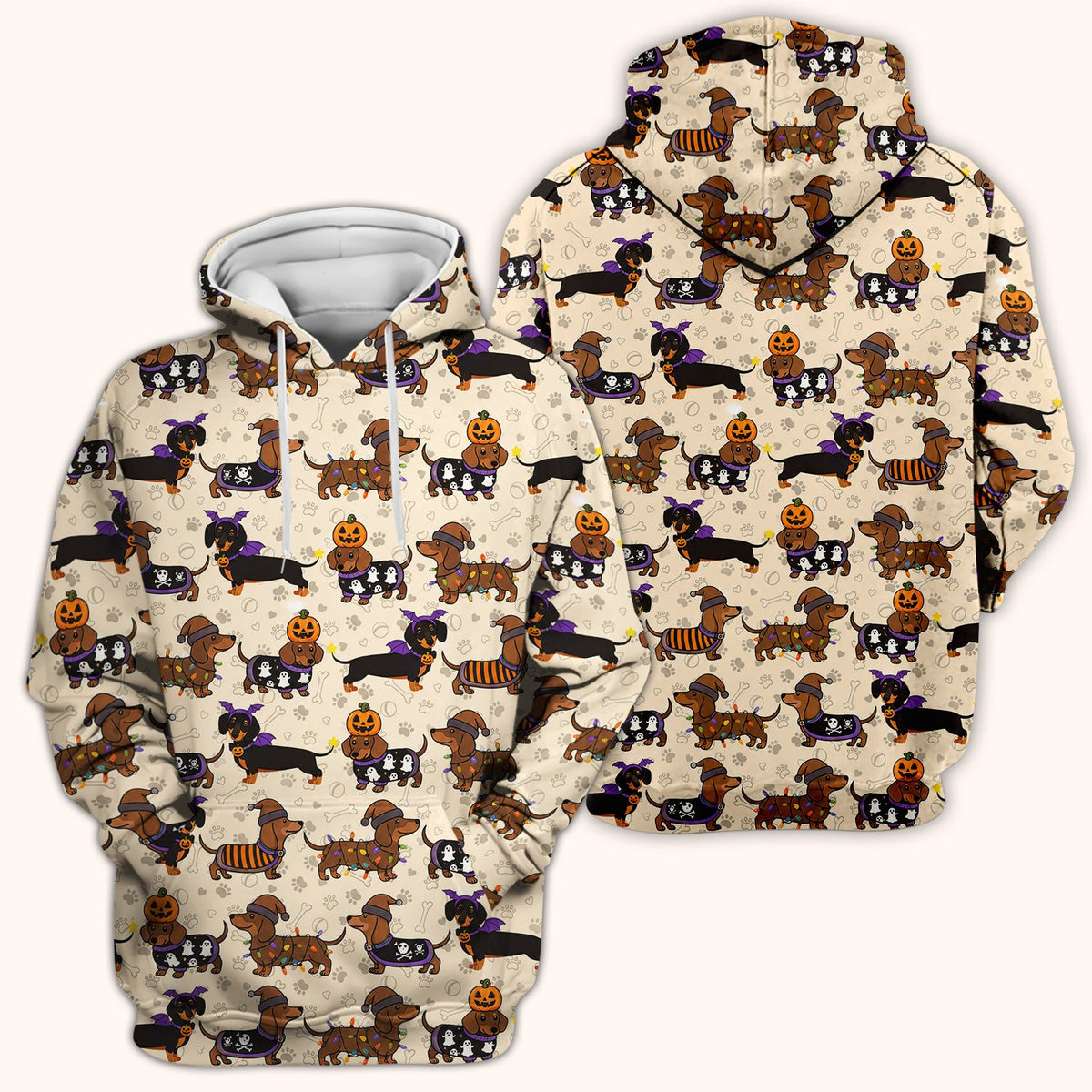 Dachshund Pumpkin Ghost Nurse Scrub Top - Halloween Gift