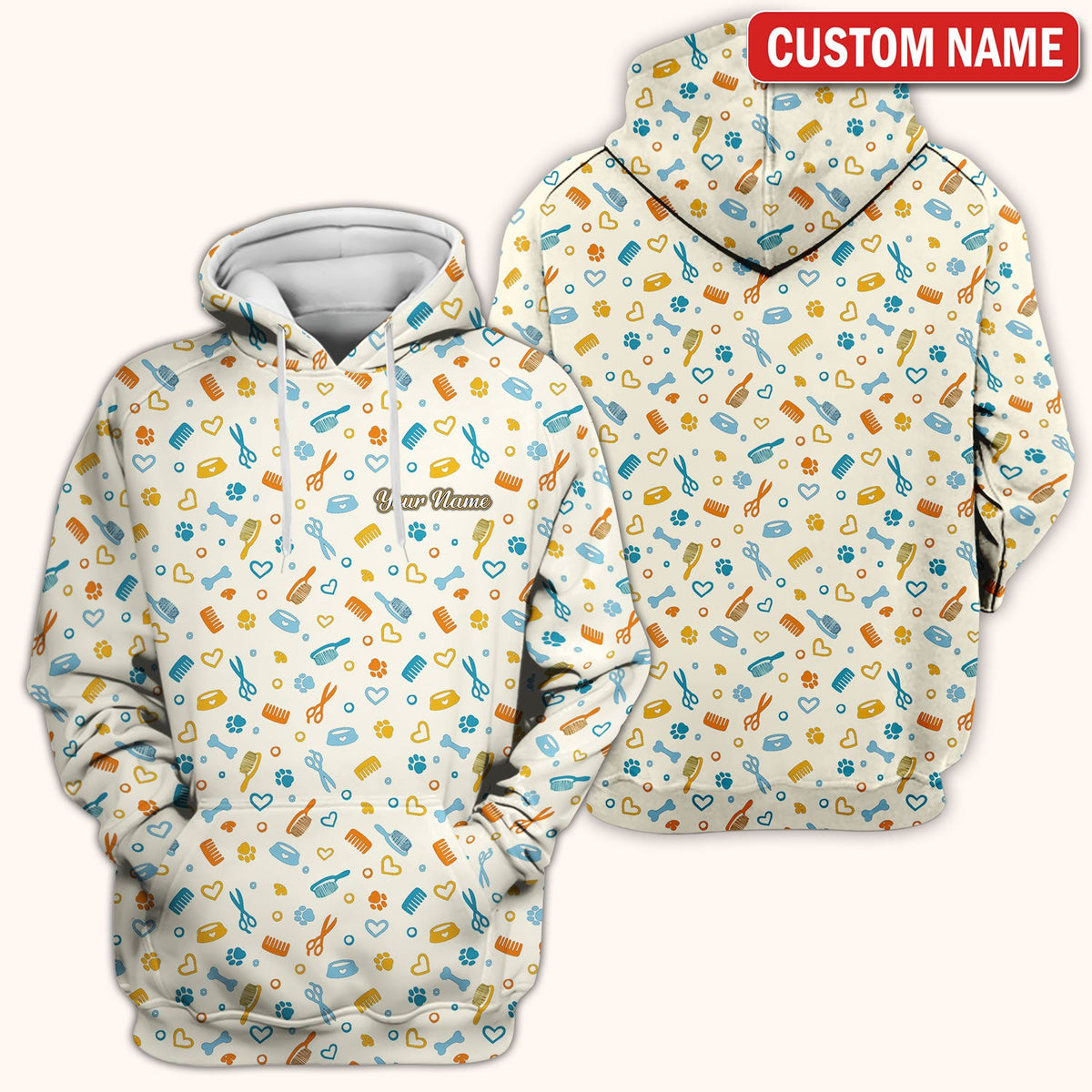 Personalized Dog Cat Grooming Nurse Scrub Top