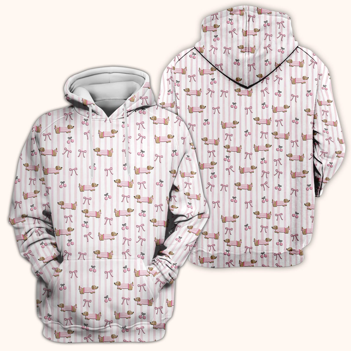 Dachshund Pink Stripe Nurse Scrub Top