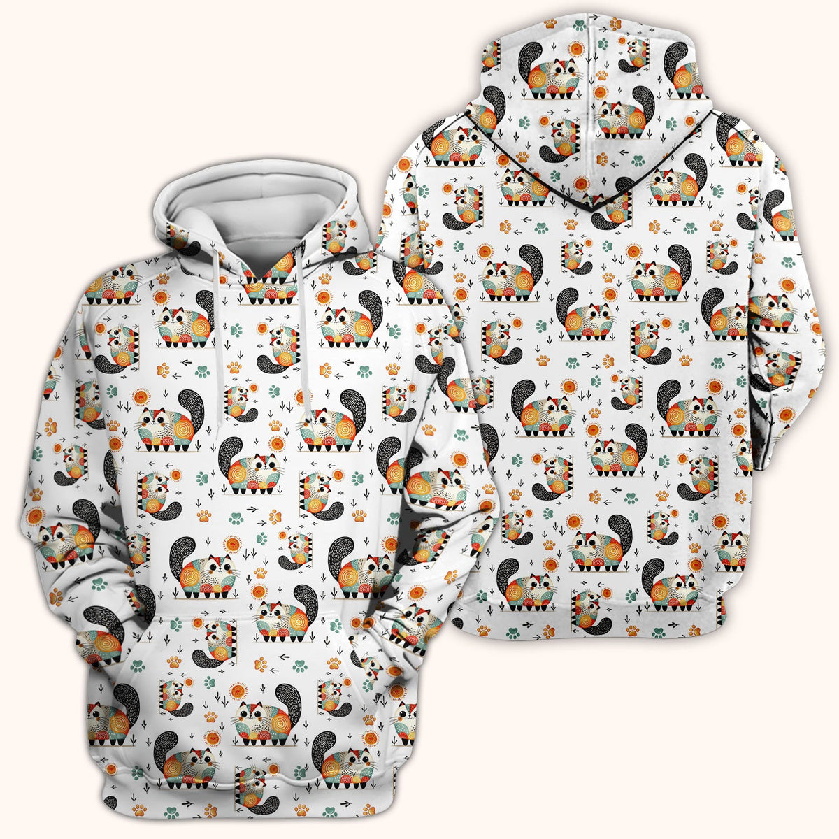 Cat Illustration Nurse Scrub Top