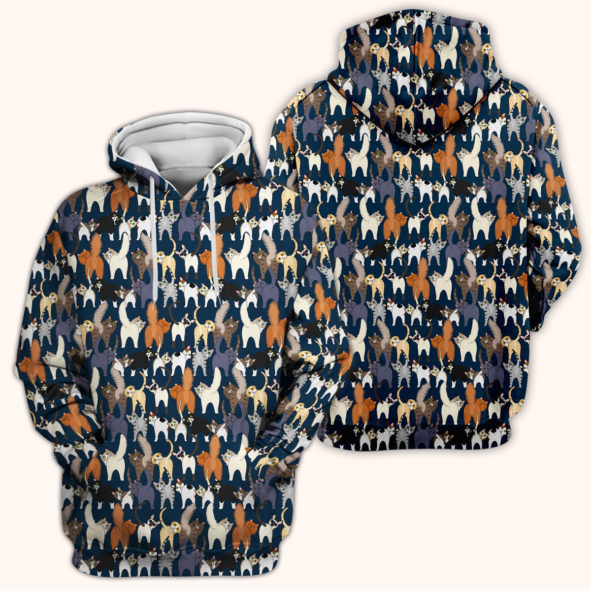 Whimsical Multicolor Cat Cartoon Nurse Scrub Top