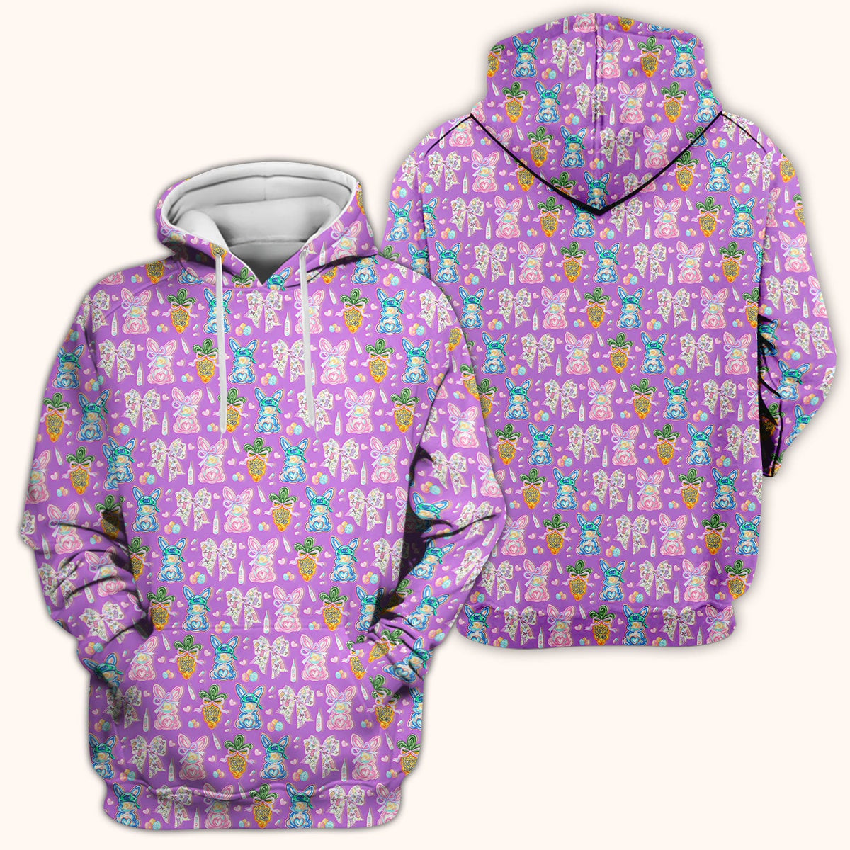 Bunny Carrot Bow Nurse Scrub Top - Easter Gift