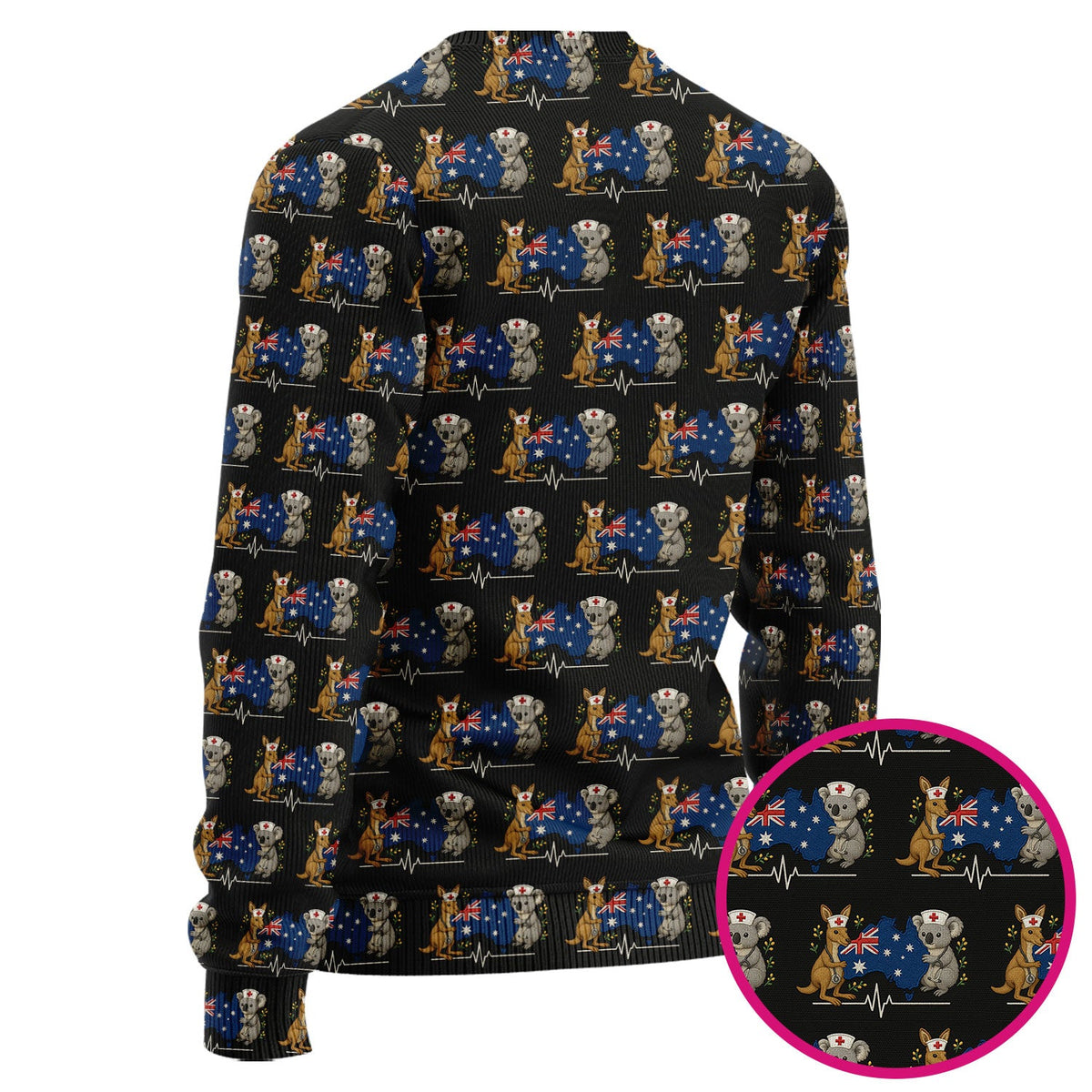 Australian Nurse Scrub Set, Cute Koala Kangaroo Heartbeat Pattern Shirt,  Breathable Fabrics Nursing Uniform