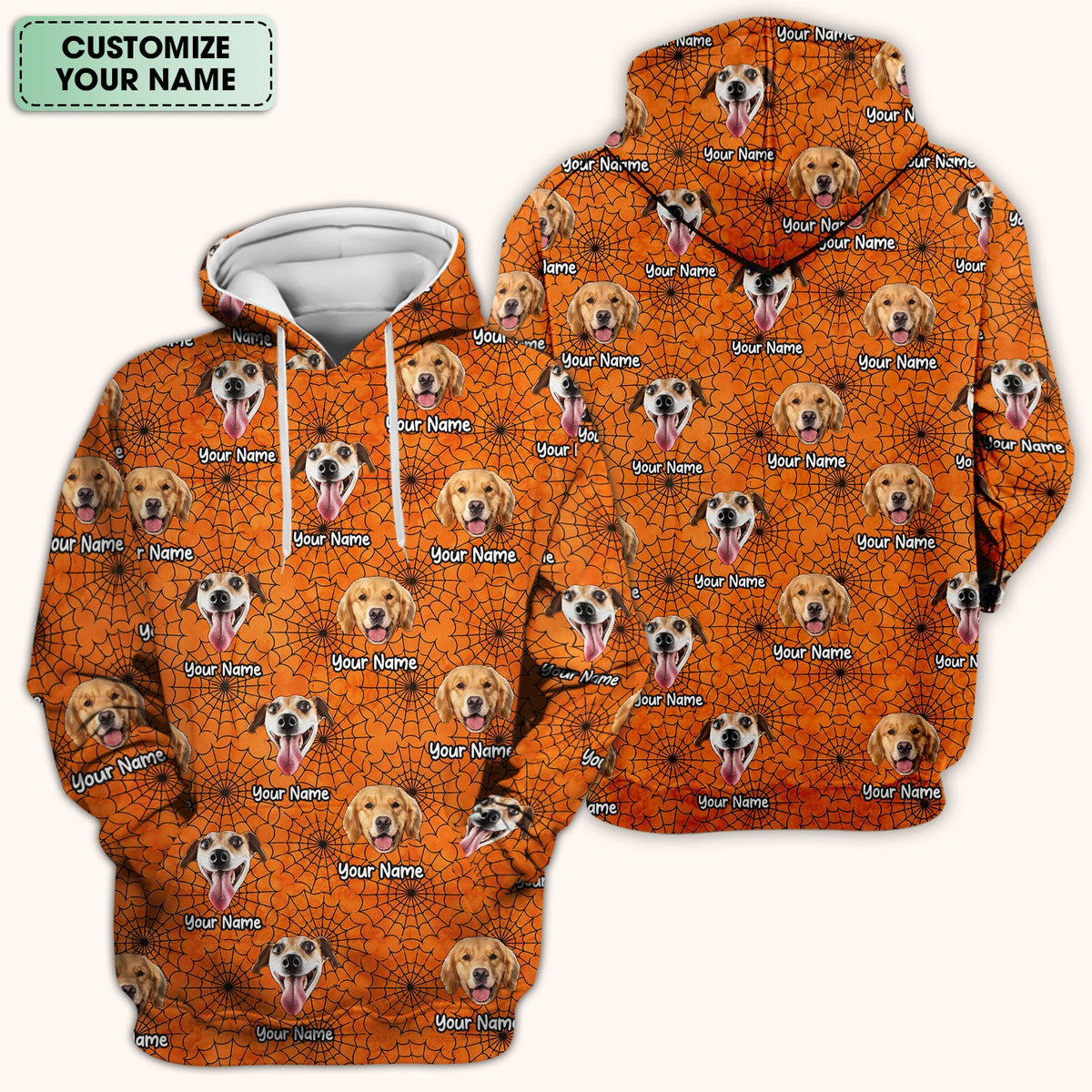 Personalized Halloween Dog Photo Spiderweb Scrub Top