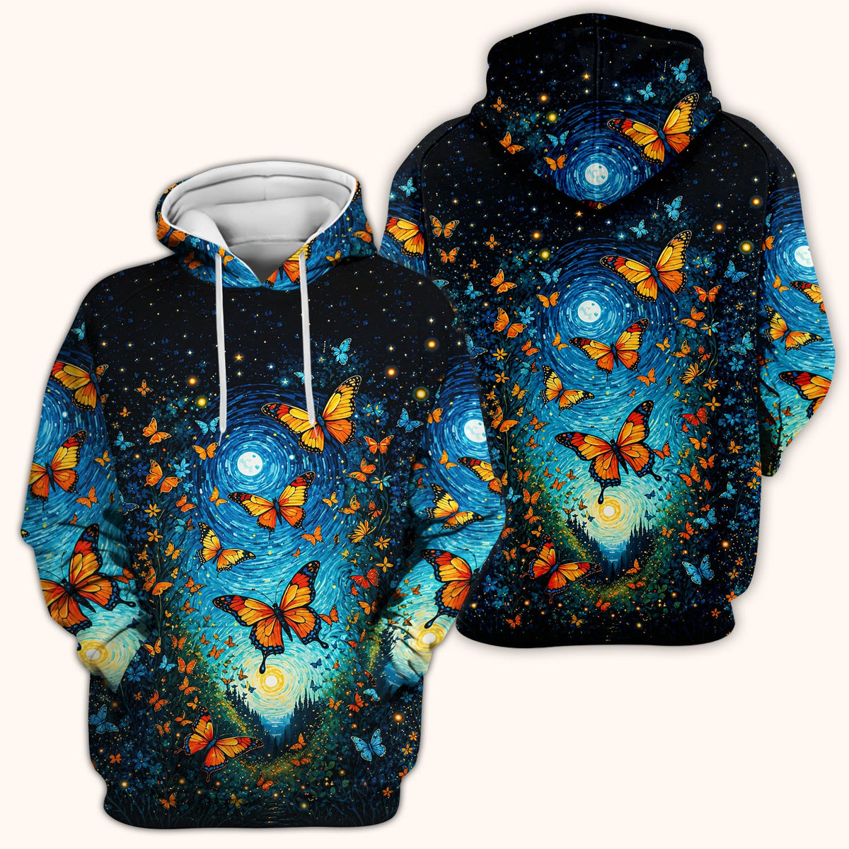 Moonlit Butterfly Pediatric Nurse Scrub Top