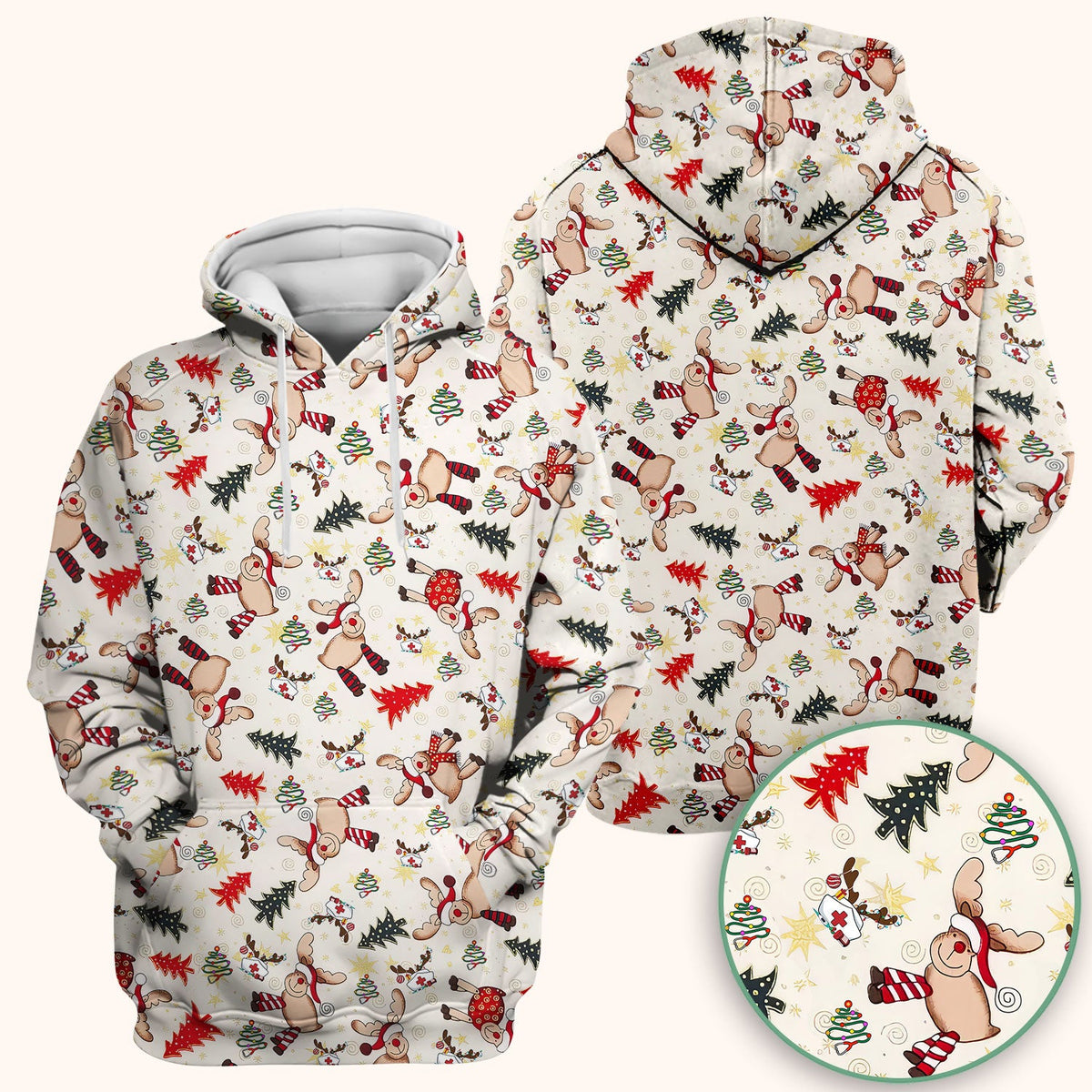 Reindeer Nurse Scrub Top - Christmas Gift