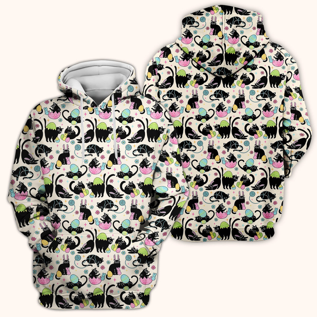 Black Cat Egg Nurse Scrub Top - Easter Gift
