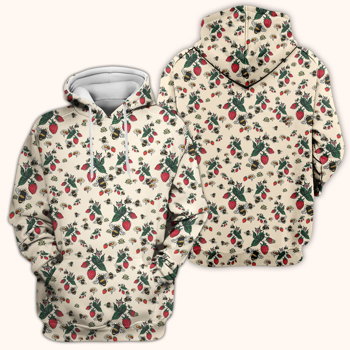 Strawberry Bee Daisy Nurse Scrub Top